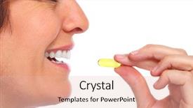  Presentation with health-care - Presentation design consisting of woman with pill health care background and a lemonade colored foreground