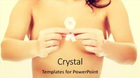  Presentation with radiology breast cancer - Slide set featuring woman with pink breast cancer background and a yellow colored foreground