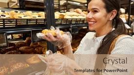  Presentation with plastic bag - Theme featuring woman-with-plastic-bag background and a coral colored foreground