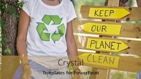  Presentation with plastic bag - Theme featuring woman-with-plastic-bag background and a gold colored foreground