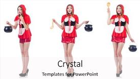  Presentation with biodegradable pot - Amazing slide deck having woman with pot and ladle backdrop and a  colored foreground