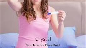  Presentation with pregnancy - Colorful presentation design enhanced with woman-with-pregnancy-results-test backdrop and a lemonade colored foreground