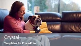  Presentation with home - Presentation design consisting of woman-with-prosthetic-arm background and a gray colored foreground