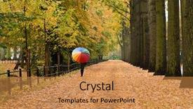  Presentation with fall foliage - Slide deck consisting of woman with rainbow umbrella strolling background and a  colored foreground