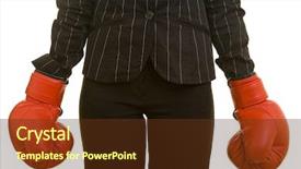  Presentation with boxing woman and a tawny - Cool new presentation theme with woman with red boxing gloves backdrop and a tawny brown colored foreground