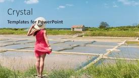  Presentation with marsh - Presentation theme with woman-with-red-dress background and a light blue colored foreground