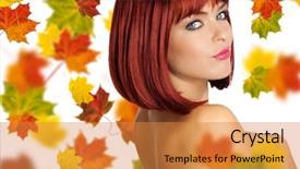  Presentation with map of brazil in red - Audience pleasing theme consisting of woman with red hair amd backdrop and a gold colored foreground