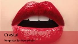  Presentation with lips - Audience pleasing slides consisting of woman with red lips close backdrop and a red colored foreground