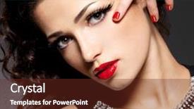  Presentation with golden woman - Colorful presentation theme enhanced with woman with red nails lips backdrop and a tawny brown colored foreground