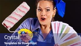  Presentation with black woman - Presentation theme consisting of woman with roll wallpaper fashion background and a  colored foreground