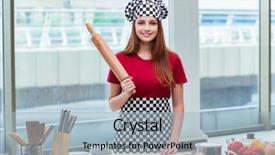  Presentation with white and black woman climbing ladders - PPT layouts consisting of woman with rolling pin isolated on white background and a light blue colored foreground