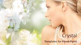  Presentation with cherry blossom - Slide deck enhanced with woman with sea pearl necklace background and a  colored foreground