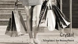  Presentation with steps - Slide set consisting of woman with shopping bags background and a mint green colored foreground