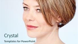  Presentation with anti age - Presentation featuring woman with short brown hair background and a sky blue colored foreground