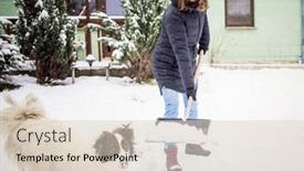  Presentation with blizzard - Slide deck enhanced with woman-with-shovel-cleaning-snow background and a lemonade colored foreground