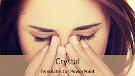  Presentation with woman in pain - Audience pleasing PPT theme consisting of woman with sinus pressure pain backdrop and a coral colored foreground