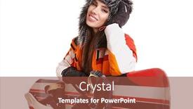  Presentation with snowboard - Cool new PPT layouts with woman-with-snowboard-isolated backdrop and a tawny brown colored foreground