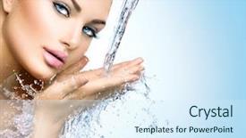  Presentation with cleansing - Slides with woman with splashes of water background and a sky blue colored foreground