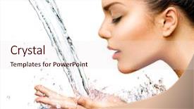  Presentation with cleansing - Cool new slide set with woman with splashes of water backdrop and a sky blue colored foreground