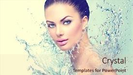  Presentation with blue spa - Colorful slide set enhanced with woman with splashes of water backdrop and a lemonade colored foreground