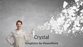  Presentation with spray - Slide set enhanced with woman with spray can background and a light gray colored foreground