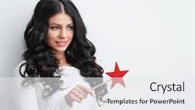  Presentation with magic wand - Presentation theme having woman with star shaped magic background and a white colored foreground