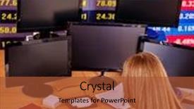  Presentation with forex - Theme consisting of woman with stock exchange board and group of monitors play forex in business office home business background and a red colored foreground