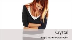  Presentation with stomach - Slides with woman-with-stomach-issues-isolated background and a light gray colored foreground