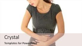  Presentation with stomach - Presentation theme having woman with stomach issues isolated on white background background and a soft green colored foreground
