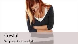 Presentation with stomach - Slides having woman-with-stomach-issues-isolated background and a light gray colored foreground