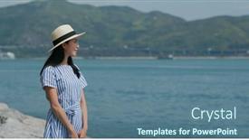  Presentation with straw - PPT layouts enhanced with woman-with-straw-hat background and a ocean colored foreground