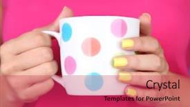  Presentation with colorful impressionist style artistic color - Beautiful presentation theme featuring woman with stylish colorful nails backdrop and a red colored foreground
