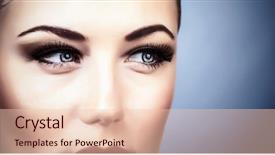  Presentation with glamorous blue - PPT theme featuring woman with stylish smokey eyes background and a lemonade colored foreground