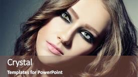  Presentation with close up of young girls - Slide set with woman with stylish smokey eyes background and a tawny brown colored foreground