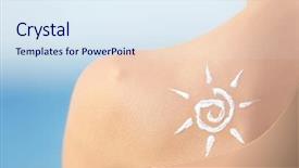  Presentation with lotion - Theme enhanced with woman with sun protective lotion background and a sky blue colored foreground