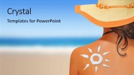  Presentation with sunscreen - Theme enhanced with woman with sun shaped sunscreen background and a light blue colored foreground