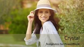  Presentation with smiling kids at summer camp - Amazing presentation design having emotion satisfaction - smiling summer woman with sunglasses backdrop and a gold colored foreground