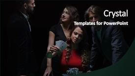  Presentation with group support - PPT theme with woman with support group gambling background and a black colored foreground