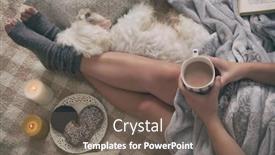  Presentation with gingerbread - PPT theme having woman-with-sweet-gingerbread-cookies background and a gray colored foreground