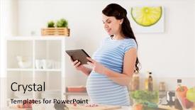  Presentation with healthy people - Audience pleasing PPT theme consisting of woman with tablet pc computer backdrop and a lemonade colored foreground