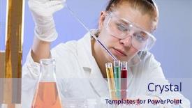  Presentation with lab test - Slide set enhanced with woman with test tubes in a chemistry lab background and a sky blue colored foreground