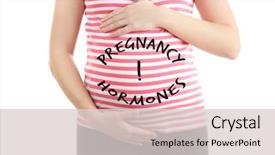  Presentation with hormone - PPT layouts consisting of woman with text pregnancy hormone background and a light gray colored foreground
