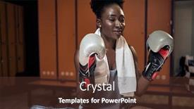  Presentation with woman sport - Presentation theme with woman-with-the-boxing-gloves background and a tawny brown colored foreground