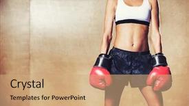  Presentation with boxing - Beautiful slide deck featuring woman with the red boxing backdrop and a coral colored foreground