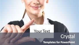  Presentation with business card - Cool new presentation theme with woman with the visit card backdrop and a dark gray colored foreground