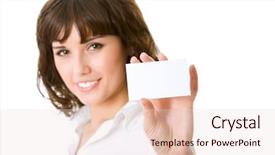  Presentation with business card - Presentation theme consisting of woman with the visit card background and a lemonade colored foreground