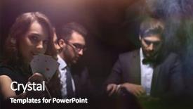  Presentation with winning - Slides enhanced with cominetion - smiling woman with the winning background and a wine colored foreground