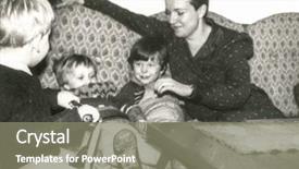  Presentation with vintage - PPT layouts enhanced with woman with three children eighties background and a  colored foreground