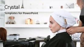  Presentation with salon - Amazing PPT theme having woman with towel on her backdrop and a white colored foreground