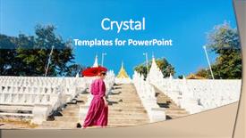 Presentation with burmese python - Audience pleasing PPT theme consisting of woman with traditional burmese parasol backdrop and a  colored foreground
